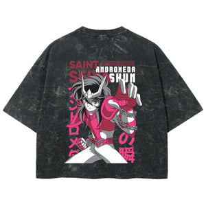 Playera streetwear premium de anime y gaming ExtraLife MX, corte boxy deluxe mineral wash heavyweight en color Acid Wash, moda urbana mexicana de culto.