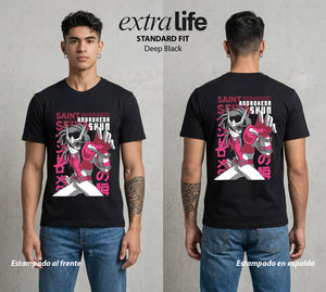 Los Caballeros del Cosmos | Las Cadenas del Bien #03859 - Playera Standard Fit | Deep Black - Foto en modelo