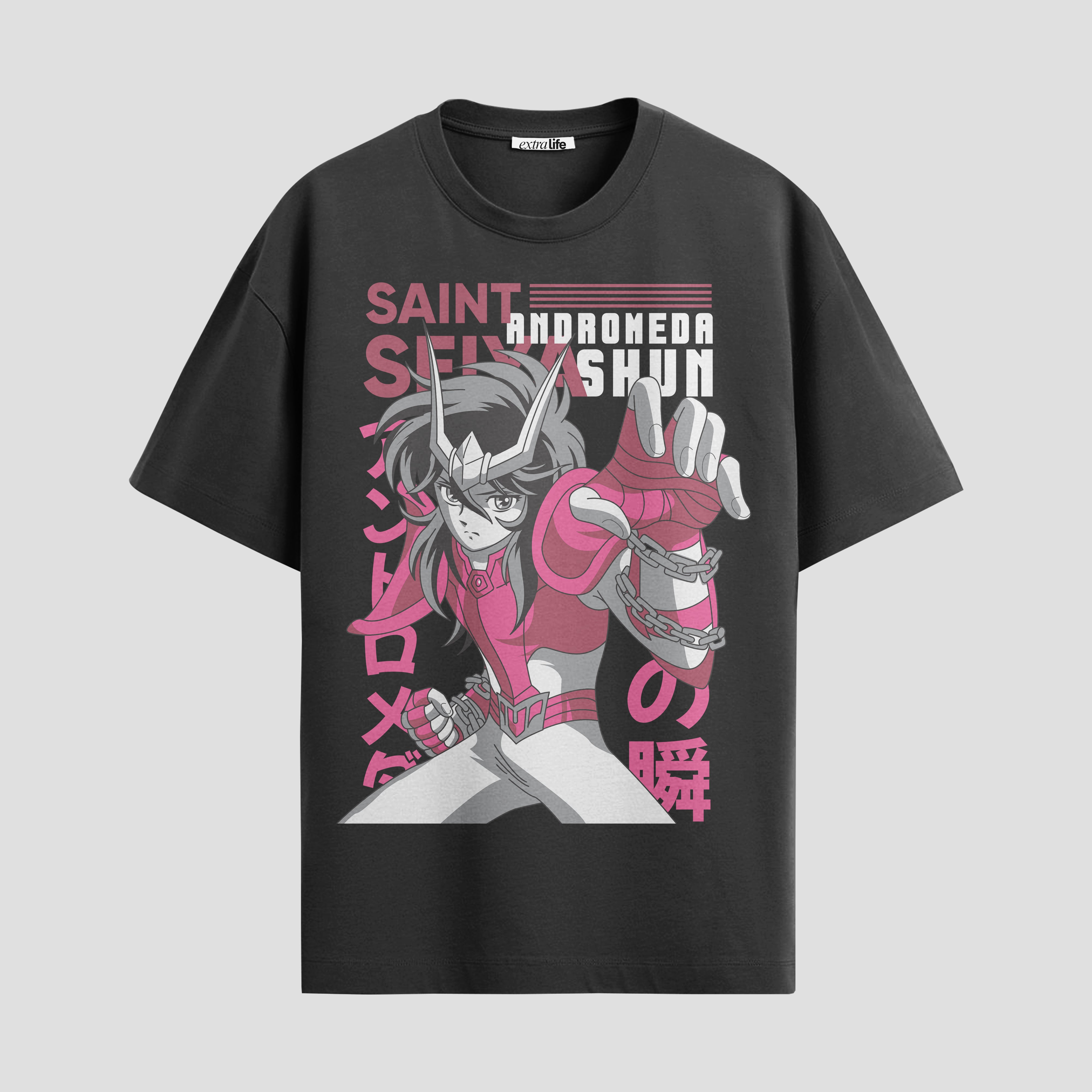 Playera urbana de anime y gaming ExtraLife MX, corte Standard Fit unisex ligero y transpirable en color Deep Black y Pure White, ropa de uso diario para gym y casual.