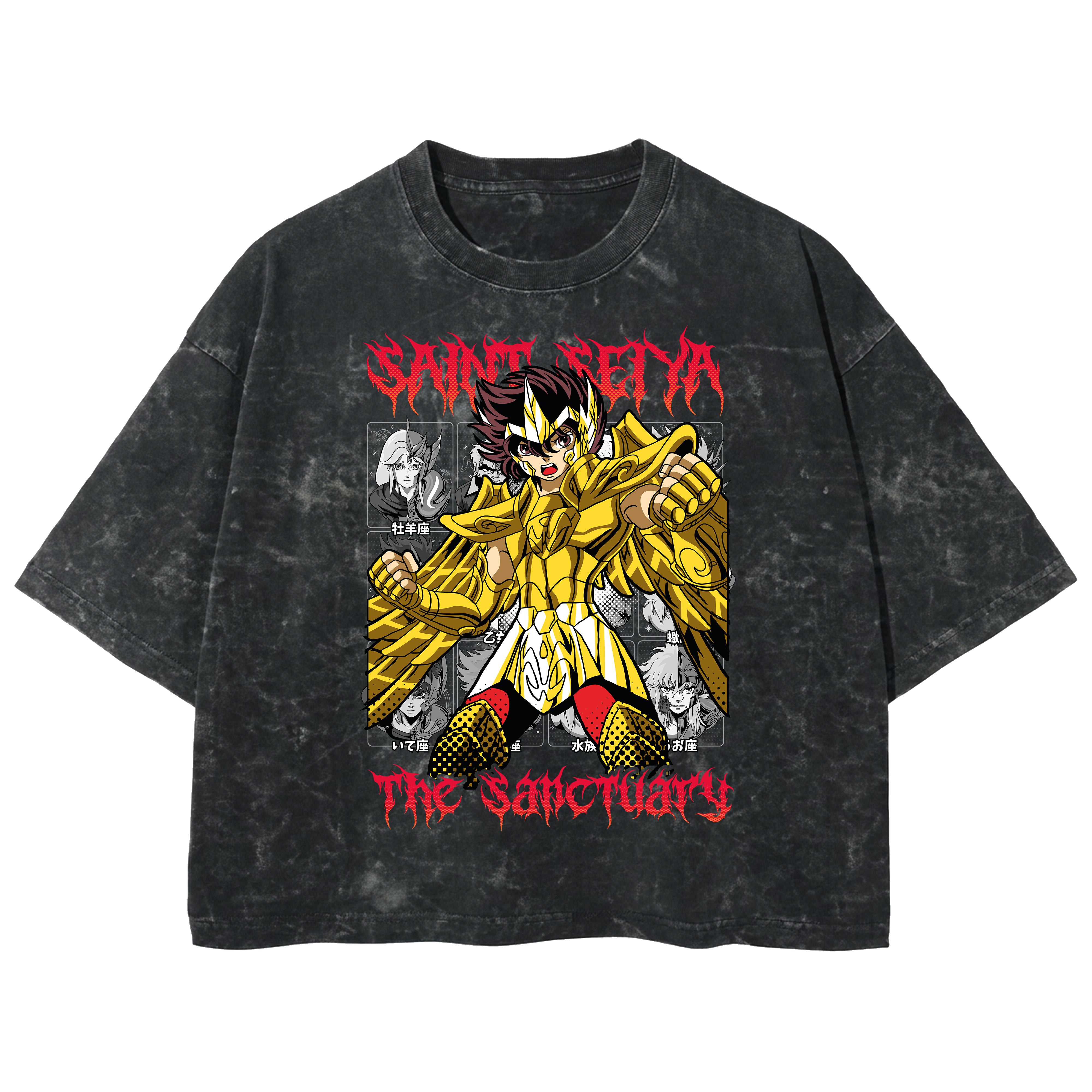 Playera streetwear premium de anime y gaming ExtraLife MX, corte boxy deluxe mineral wash heavyweight en color Acid Wash, moda urbana mexicana de culto.