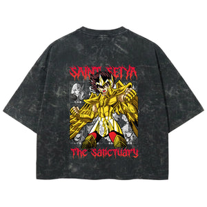 Playera streetwear premium de anime y gaming ExtraLife MX, corte boxy deluxe mineral wash heavyweight en color Acid Wash, moda urbana mexicana de culto.