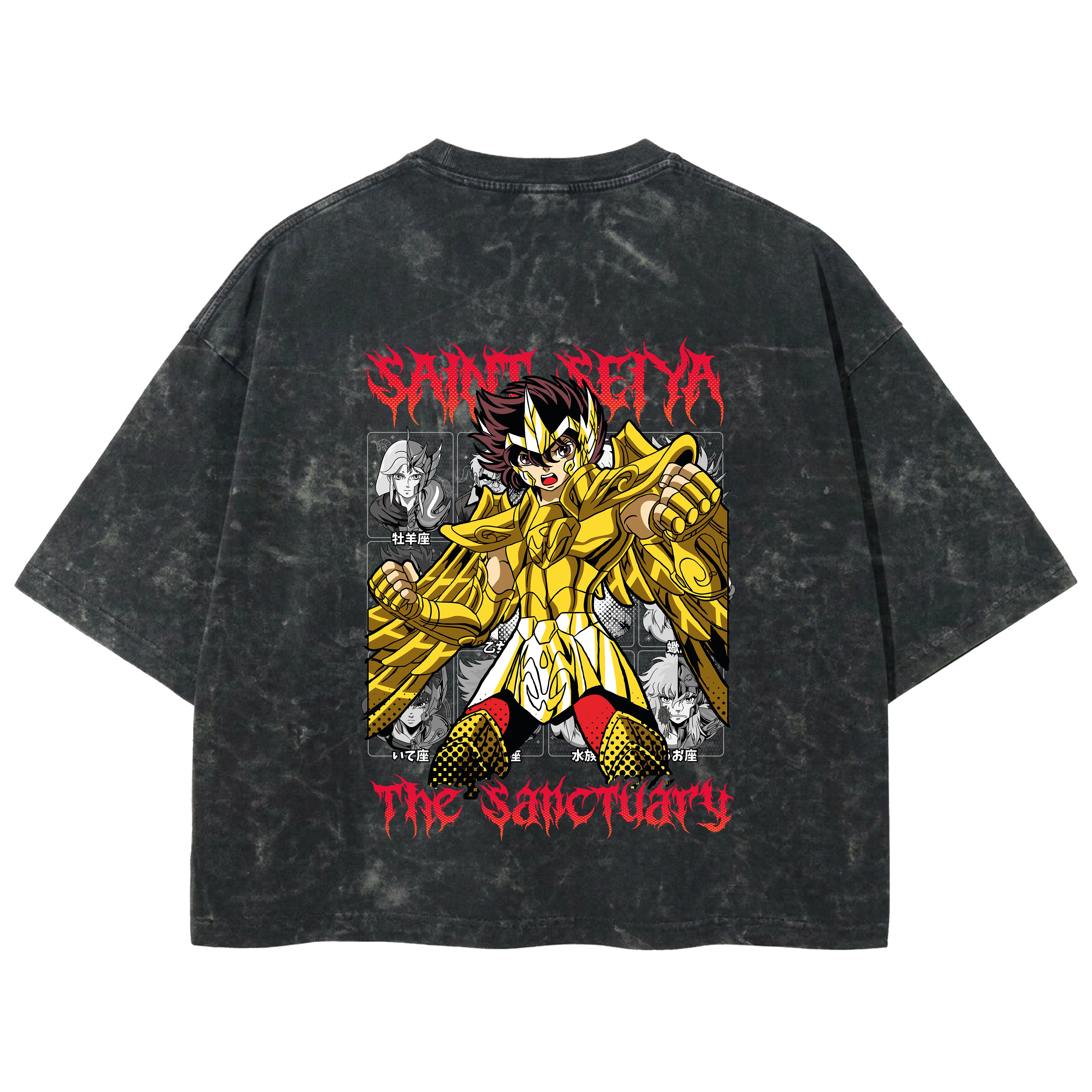 Playera streetwear premium de anime y gaming ExtraLife MX, corte boxy deluxe mineral wash heavyweight en color Acid Wash, moda urbana mexicana de culto.
