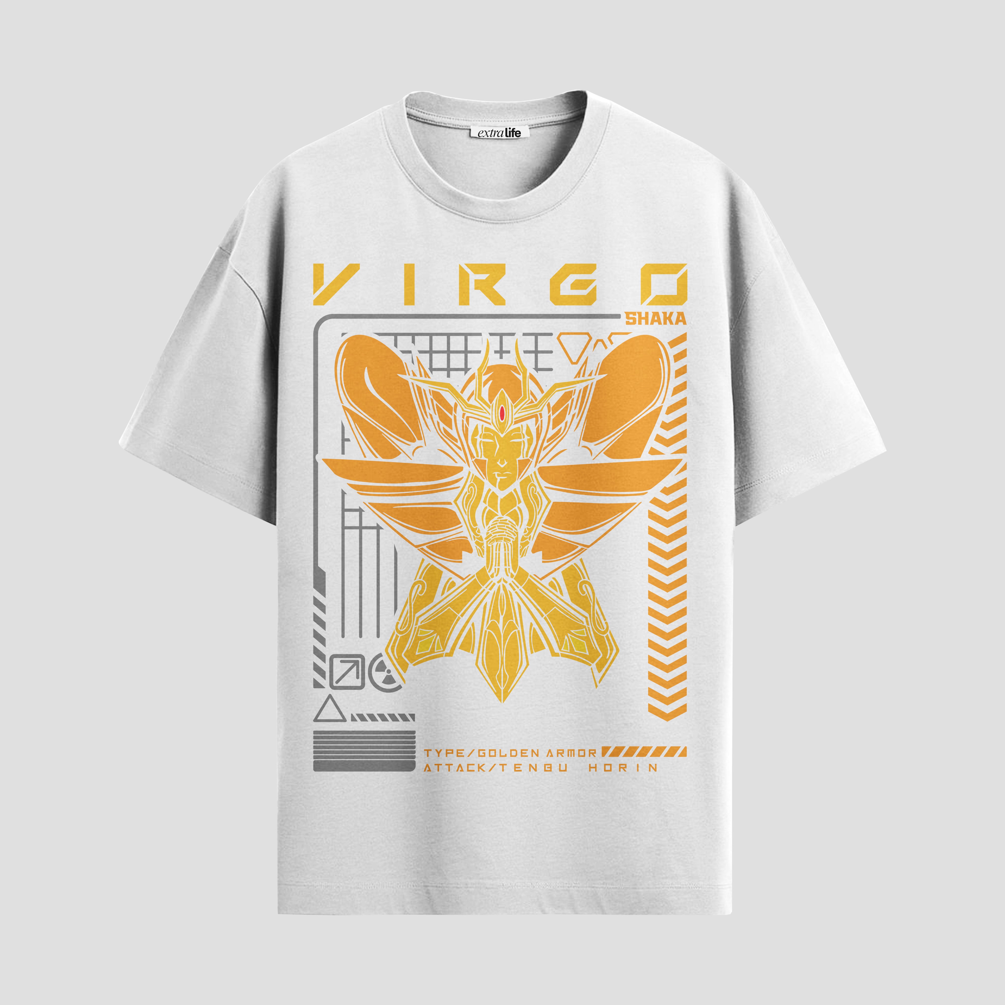 Playera urbana de anime y gaming ExtraLife MX, corte Standard Fit unisex ligero y transpirable en color Deep Black y Pure White, ropa de uso diario para gym y casual.