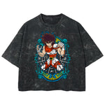 Playera streetwear premium de anime y gaming ExtraLife MX, corte boxy deluxe mineral wash heavyweight en color Acid Wash, moda urbana mexicana de culto.