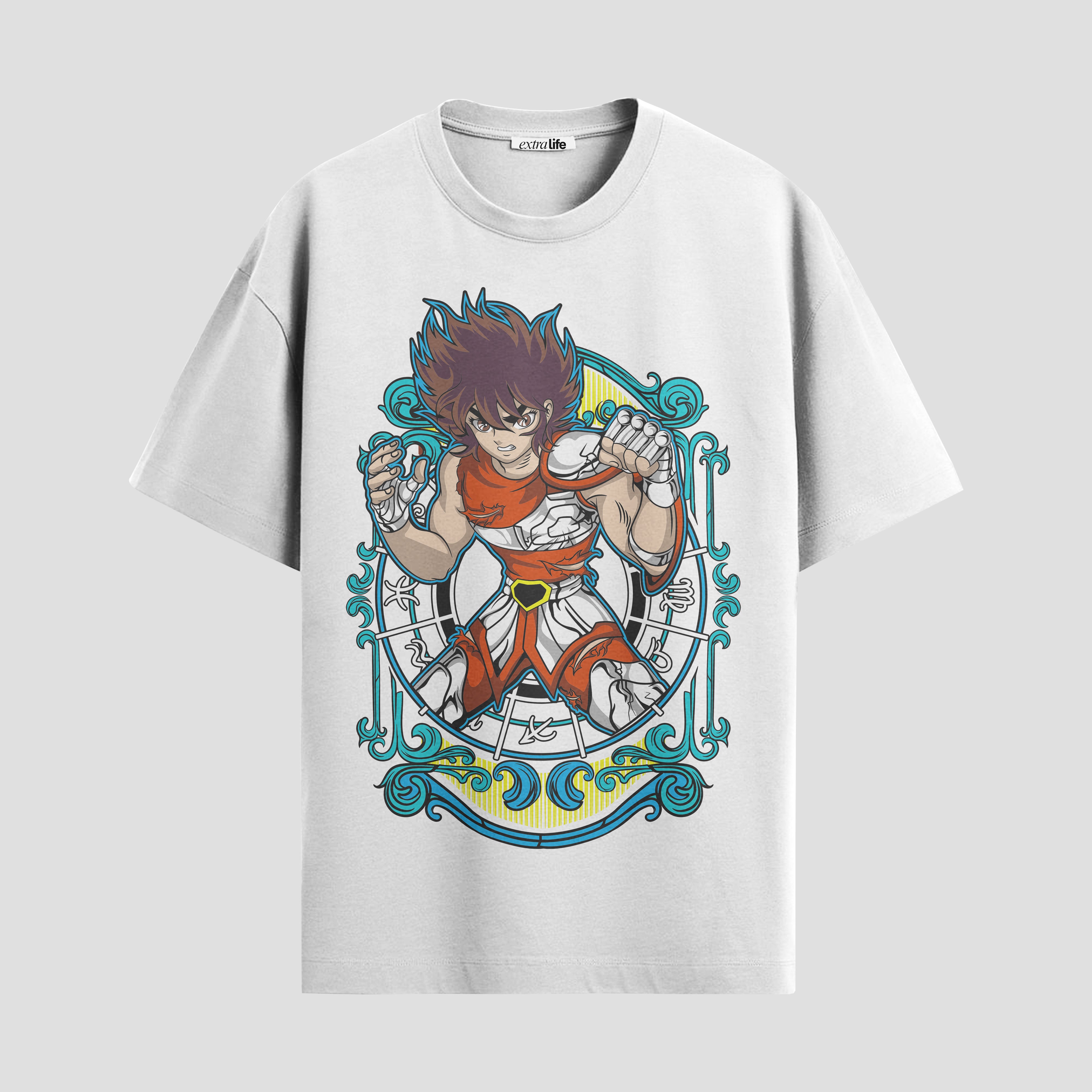 Playera urbana de anime y gaming ExtraLife MX, corte Standard Fit unisex ligero y transpirable en color Deep Black y Pure White, ropa de uso diario para gym y casual.
