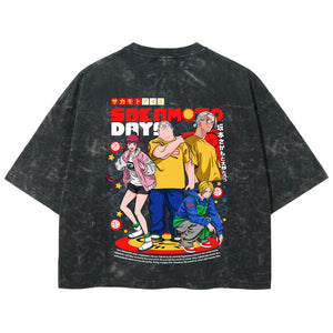 Playera streetwear premium de anime y gaming ExtraLife MX, corte boxy deluxe mineral wash heavyweight en color Acid Wash, moda urbana mexicana de culto.