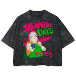 Playera streetwear premium de anime y gaming ExtraLife MX, corte boxy deluxe mineral wash heavyweight en color Acid Wash, moda urbana mexicana de culto.