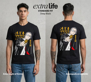 El Retirado Letal | El Padre Letal #03876 - Playera Standard Fit | Deep Black - Foto en modelo