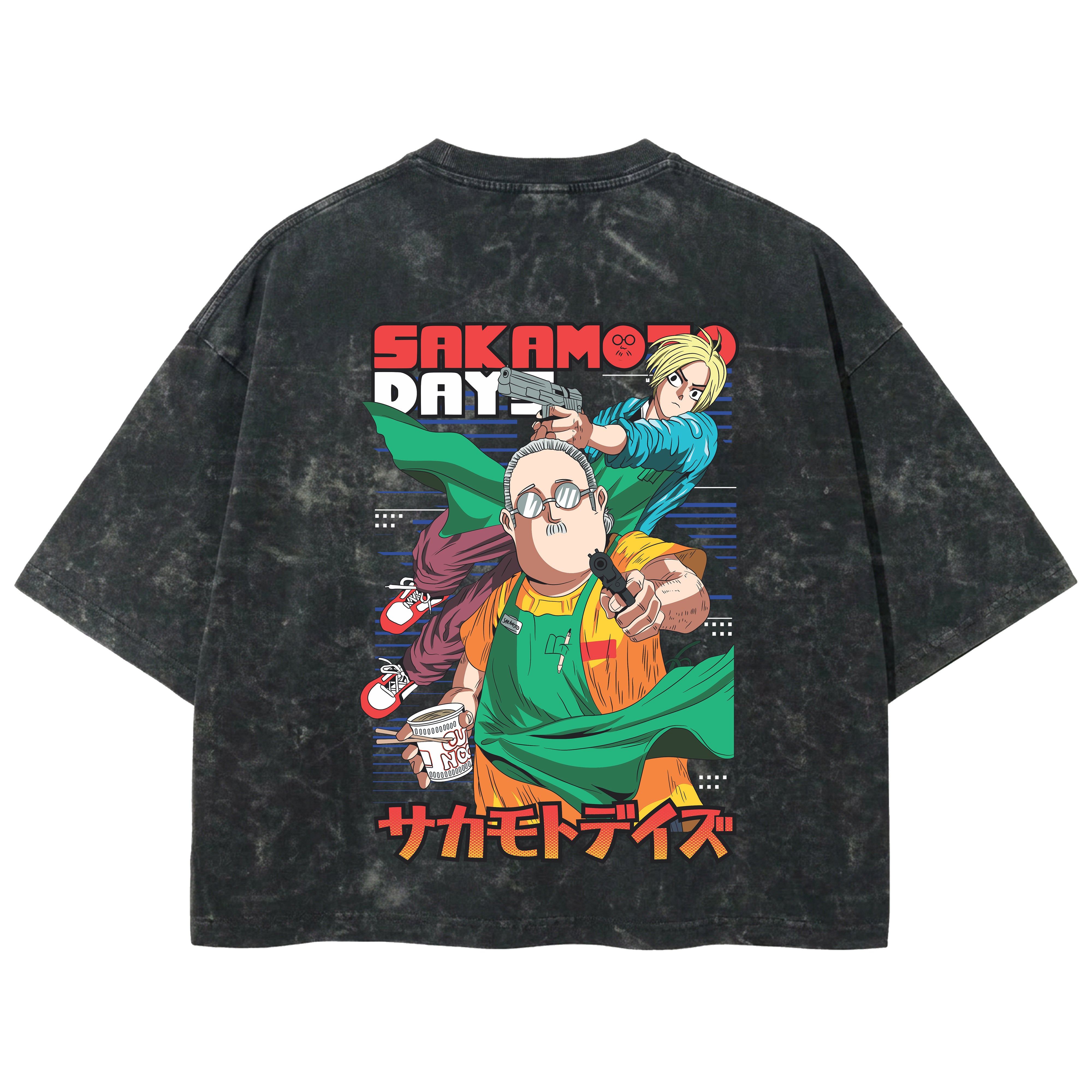 Playera streetwear premium de anime y gaming ExtraLife MX, corte boxy deluxe mineral wash heavyweight en color Acid Wash, moda urbana mexicana de culto.