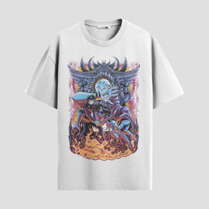 Playera urbana de anime y gaming ExtraLife MX, corte Standard Fit unisex ligero y transpirable en color Deep Black y Pure White, ropa de uso diario para gym y casual.