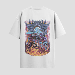 Playera urbana de anime y gaming ExtraLife MX, corte Standard Fit unisex ligero y transpirable en color Deep Black y Pure White, ropa de uso diario para gym y casual.