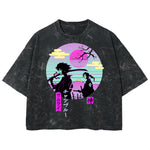Playera streetwear premium de anime y gaming ExtraLife MX, corte boxy deluxe mineral wash heavyweight en color Acid Wash, moda urbana mexicana de culto.