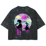 Playera streetwear premium de anime y gaming ExtraLife MX, corte boxy deluxe mineral wash heavyweight en color Acid Wash, moda urbana mexicana de culto.