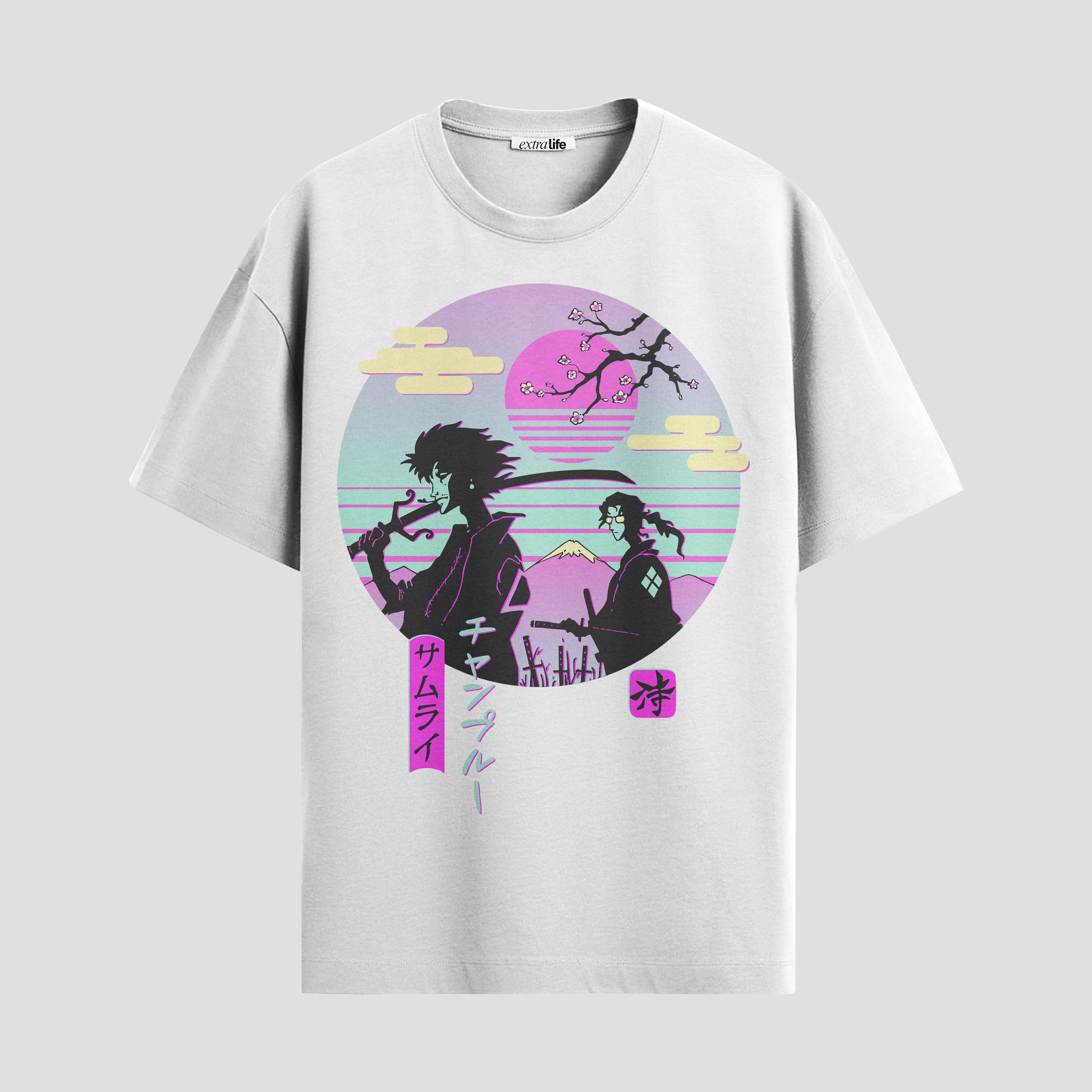 Playera urbana de anime y gaming ExtraLife MX, corte Standard Fit unisex ligero y transpirable en color Deep Black y Pure White, ropa de uso diario para gym y casual.
