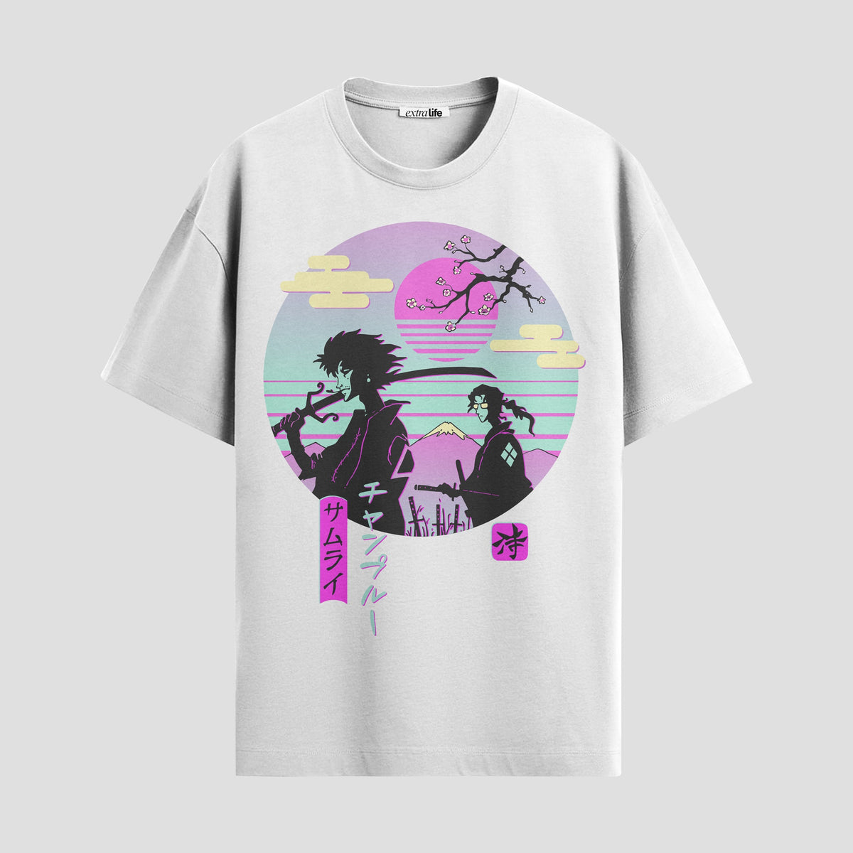Playera urbana de anime y gaming ExtraLife MX, corte Classic Premium unisex ligero y transpirable en color Deep Black y Pure White, ropa de uso diario para gym y casual.