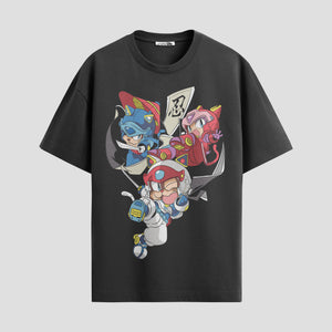 Playera urbana de anime y gaming ExtraLife MX, corte Standard Fit unisex ligero y transpirable en color Deep Black y Pure White, ropa de uso diario para gym y casual.