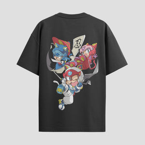 Playera urbana de anime y gaming ExtraLife MX, corte Standard Fit unisex ligero y transpirable en color Deep Black y Pure White, ropa de uso diario para gym y casual.