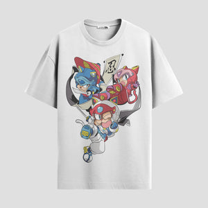 Playera urbana de anime y gaming ExtraLife MX, corte Standard Fit unisex ligero y transpirable en color Deep Black y Pure White, ropa de uso diario para gym y casual.