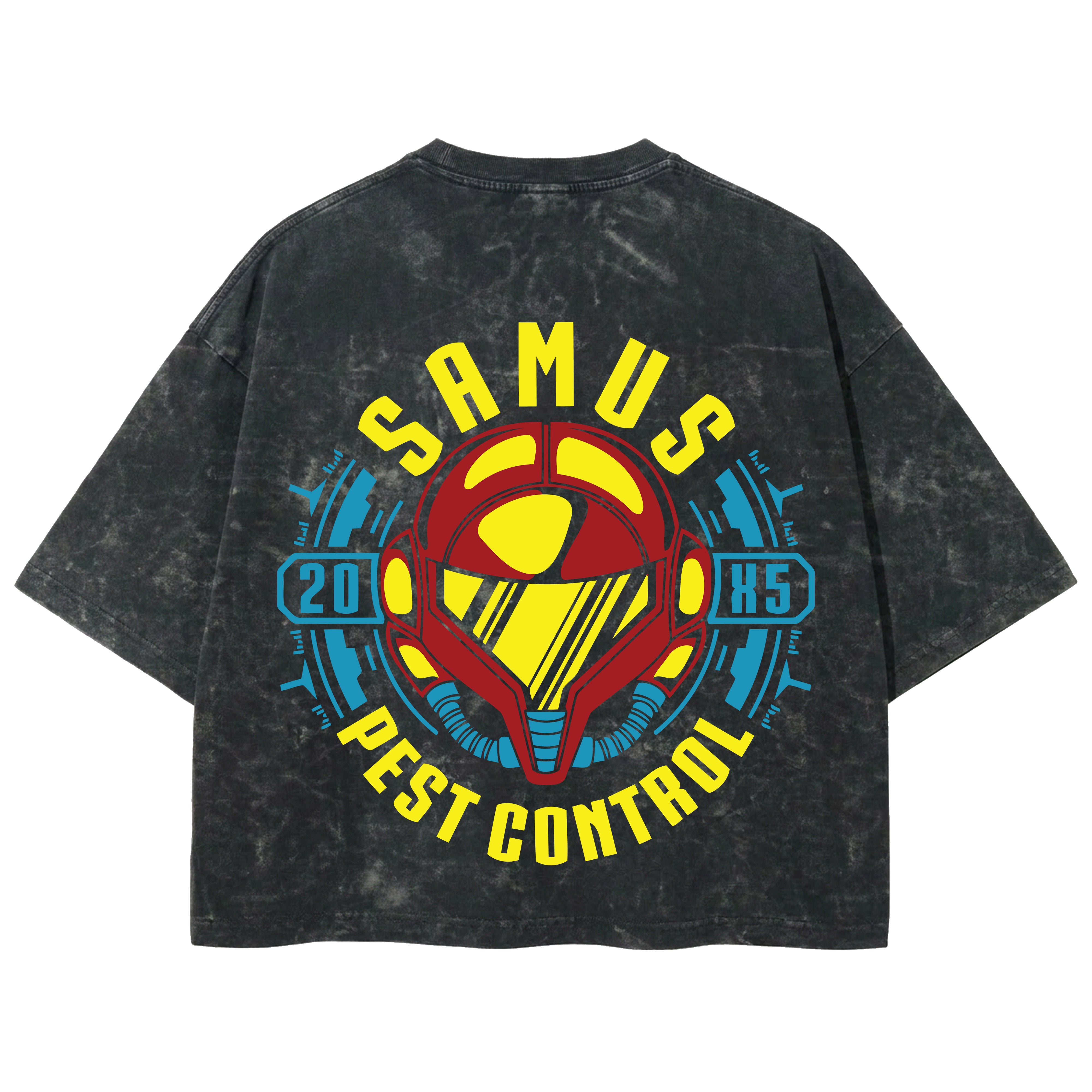 Playera streetwear premium de anime y gaming ExtraLife MX, corte boxy deluxe mineral wash heavyweight en color Acid Wash, moda urbana mexicana de culto.