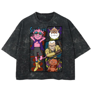 Playera streetwear premium de anime y gaming ExtraLife MX, corte boxy deluxe mineral wash heavyweight en color Acid Wash, moda urbana mexicana de culto.