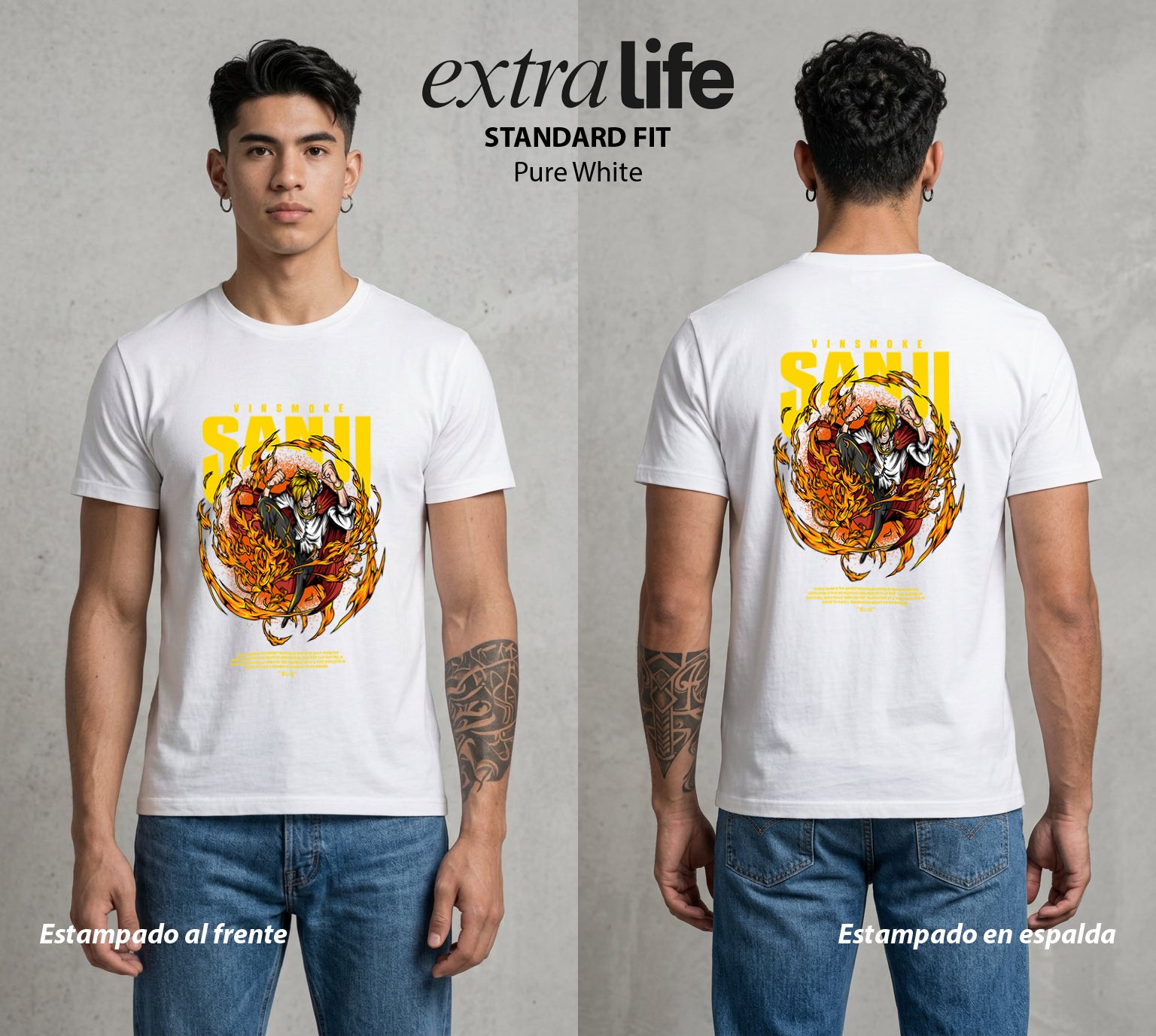 Mar de los Piratas | Patada Llameante #03891 - Playera Standard Fit | Pure White - Foto en modelo