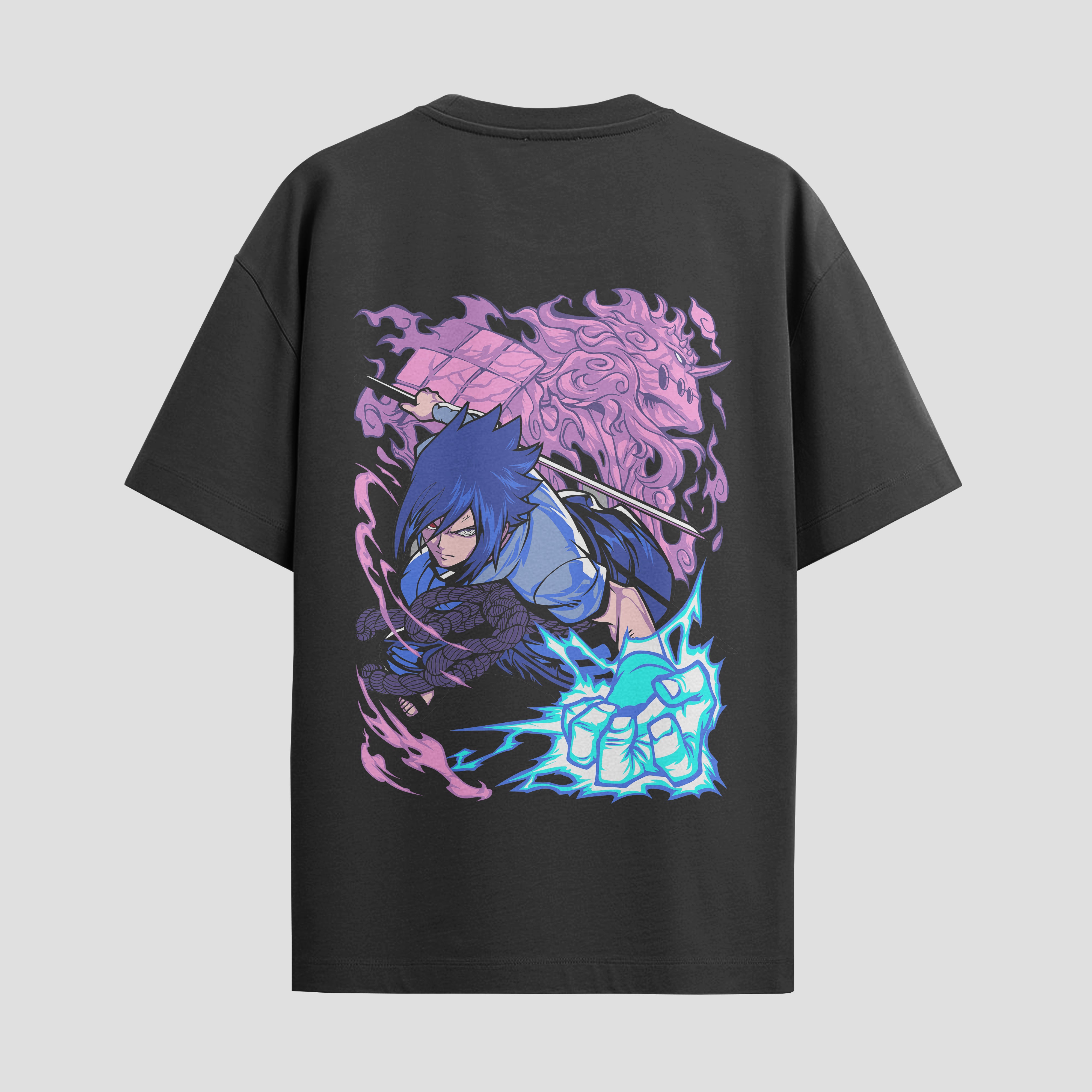 Playera urbana de anime y gaming ExtraLife MX, corte Standard Fit unisex ligero y transpirable en color Deep Black y Pure White, ropa de uso diario para gym y casual.