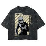 Playera streetwear premium de anime y gaming ExtraLife MX, corte boxy deluxe mineral wash heavyweight en color Acid Wash, moda urbana mexicana de culto.
