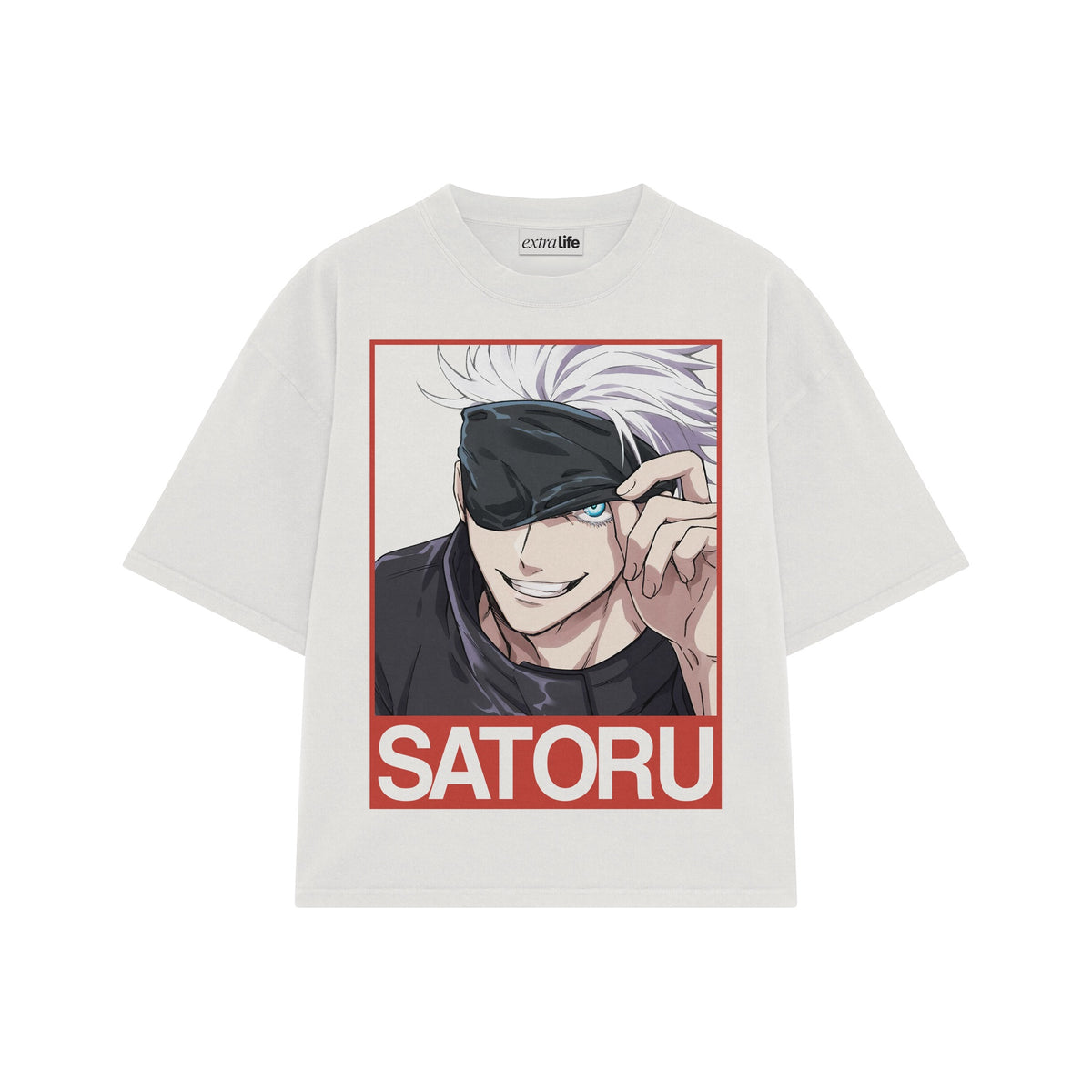 Playera streetwear premium de anime y gaming ExtraLife MX, corte oversized drop shoulder ligero y fresco en color Deep Black y Off-White, moda urbana mexicana de culto.