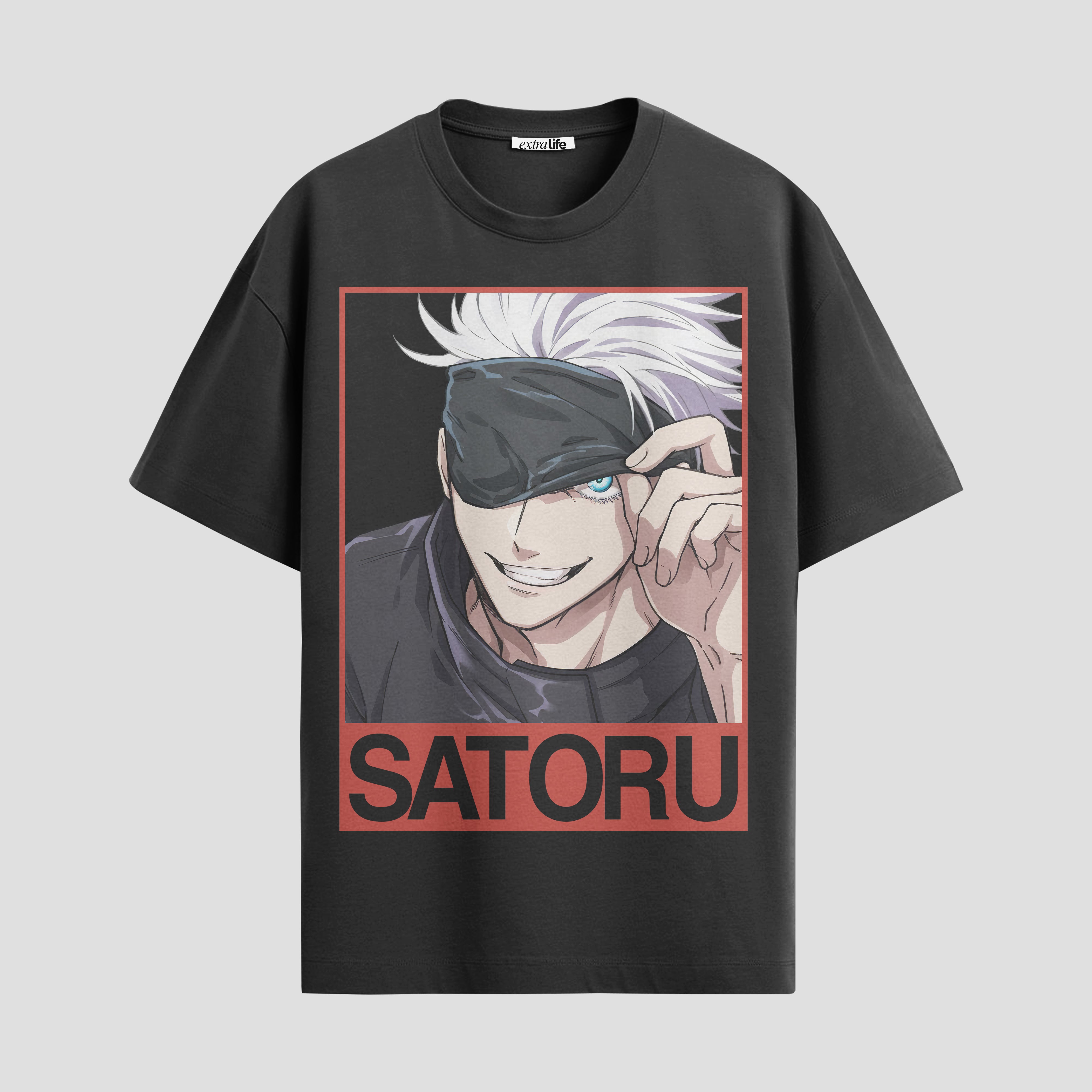 Playera urbana de anime y gaming ExtraLife MX, corte Standard Fit unisex ligero y transpirable en color Deep Black y Pure White, ropa de uso diario para gym y casual.