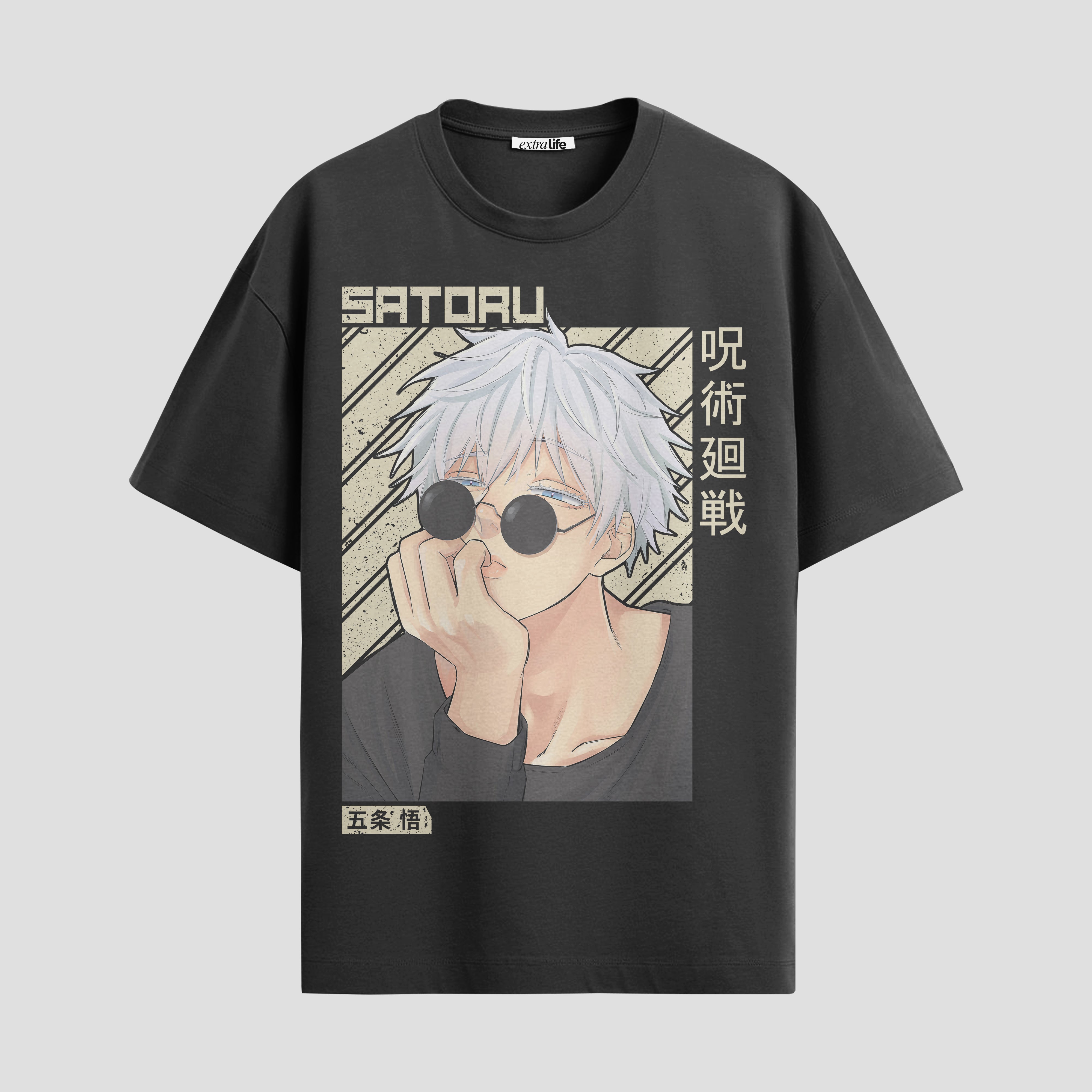 Playera urbana de anime y gaming ExtraLife MX, corte Standard Fit unisex ligero y transpirable en color Deep Black y Pure White, ropa de uso diario para gym y casual.
