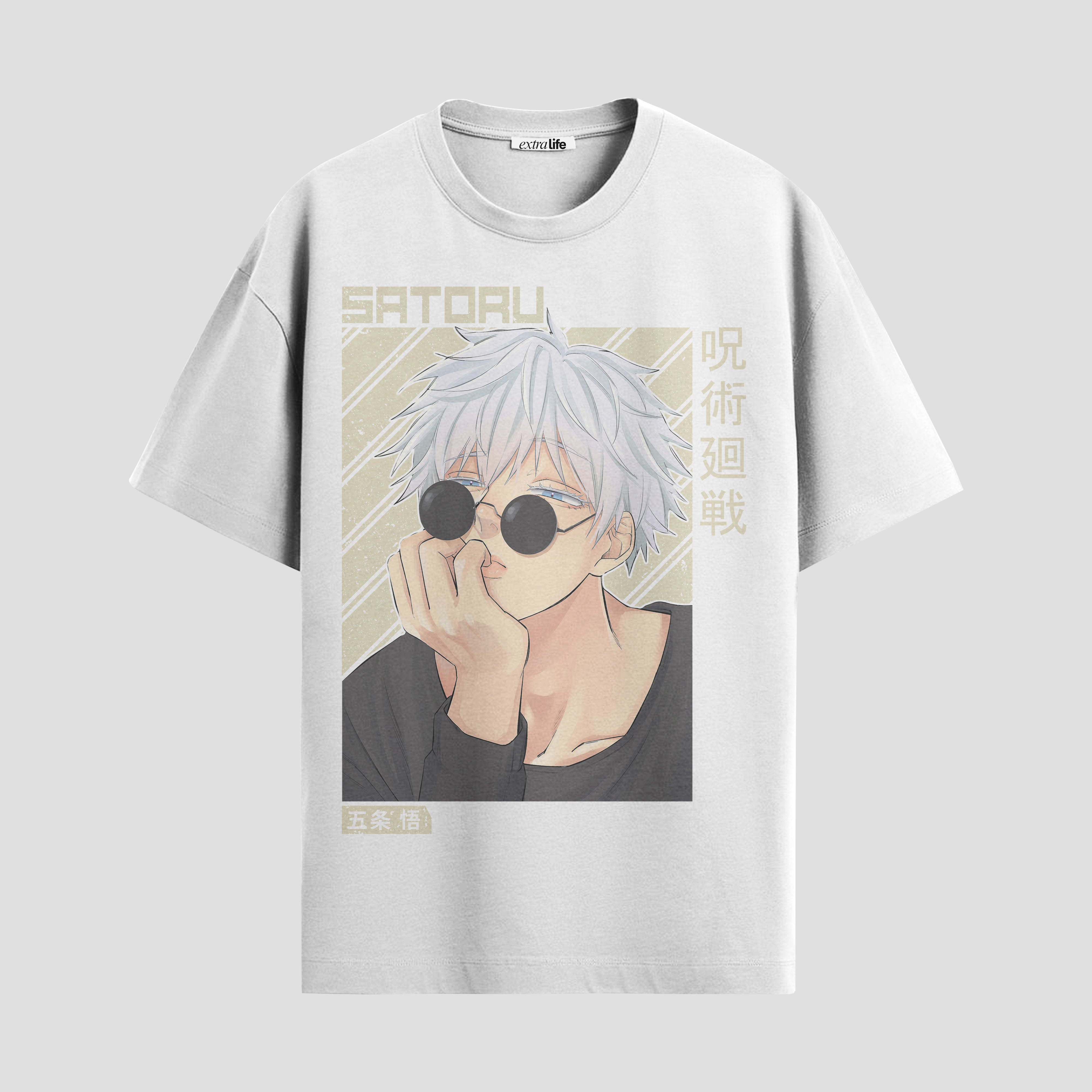 Playera urbana de anime y gaming ExtraLife MX, corte Standard Fit unisex ligero y transpirable en color Deep Black y Pure White, ropa de uso diario para gym y casual.
