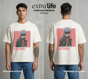 El Arte de las Maldiciones | El Infinito del Bien #03901 - Playera Oversized Premium | Off White - Foto en modelo
