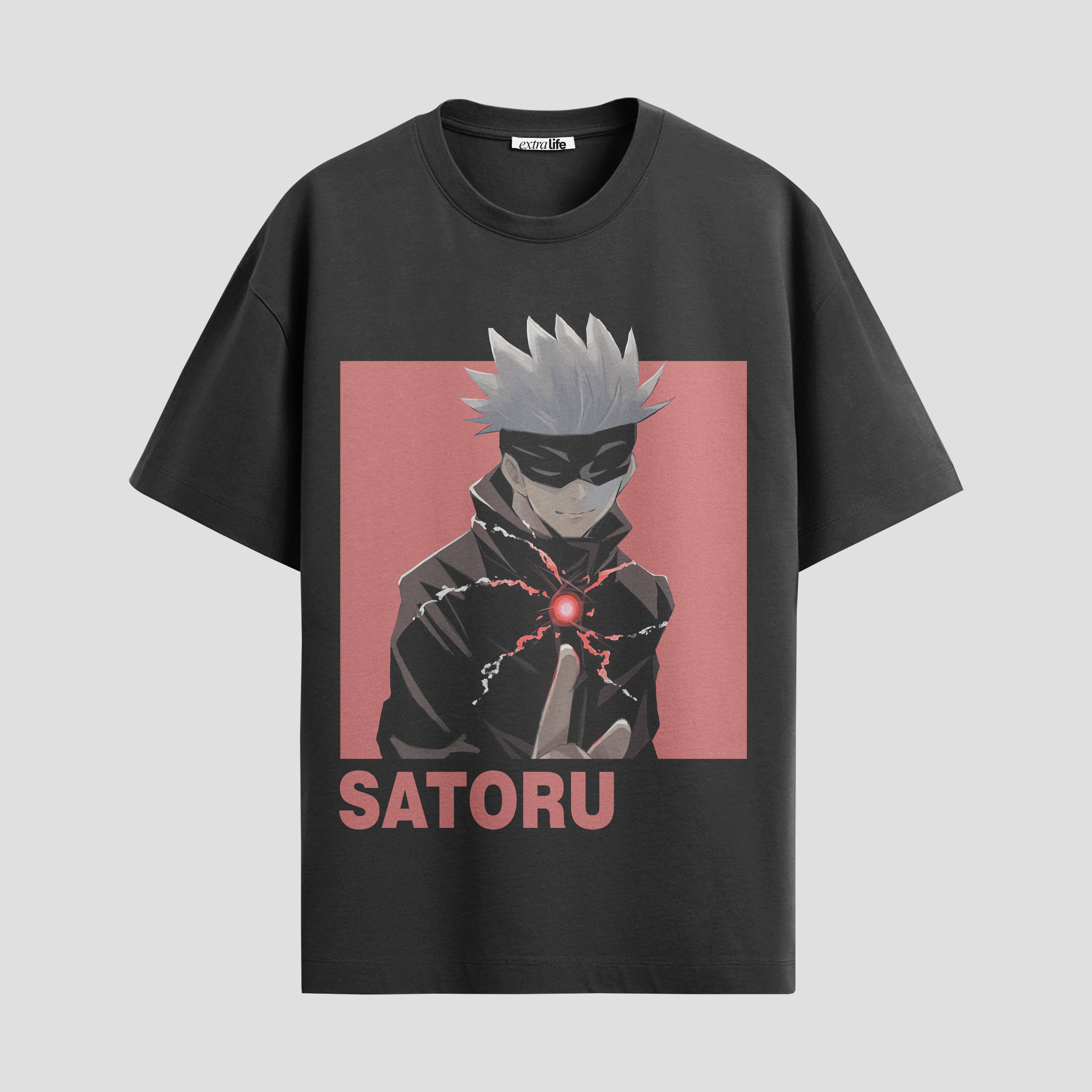 Playera urbana de anime y gaming ExtraLife MX, corte Standard Fit unisex ligero y transpirable en color Deep Black y Pure White, ropa de uso diario para gym y casual.