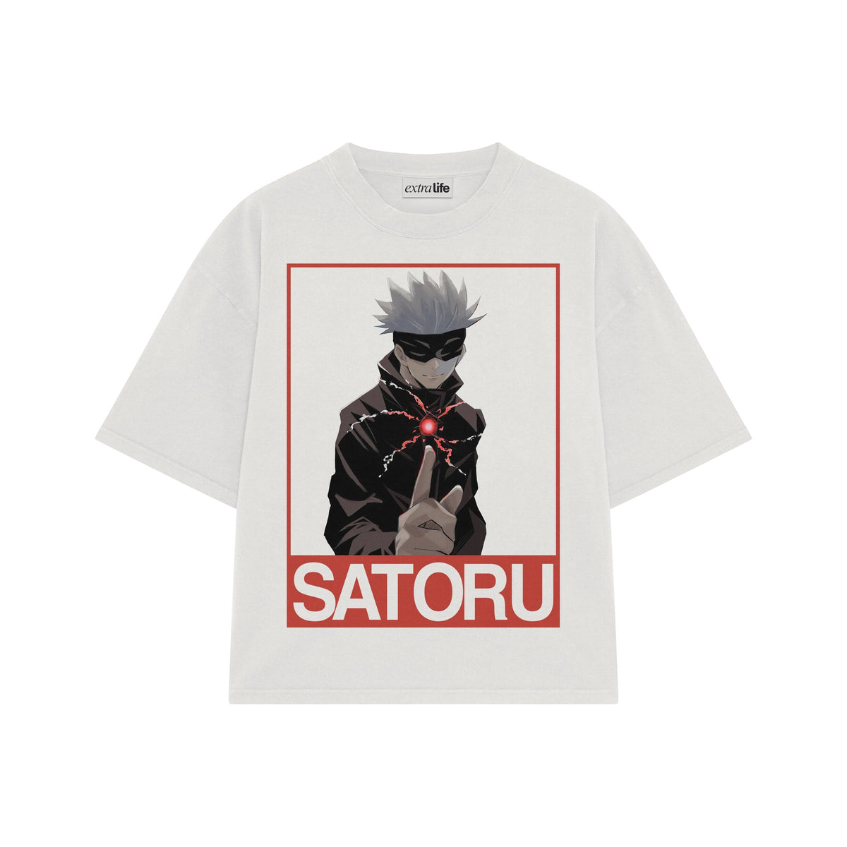 Playera streetwear premium de anime y gaming ExtraLife MX, corte oversized drop shoulder ligero y fresco en color Deep Black y Off-White, moda urbana mexicana de culto.