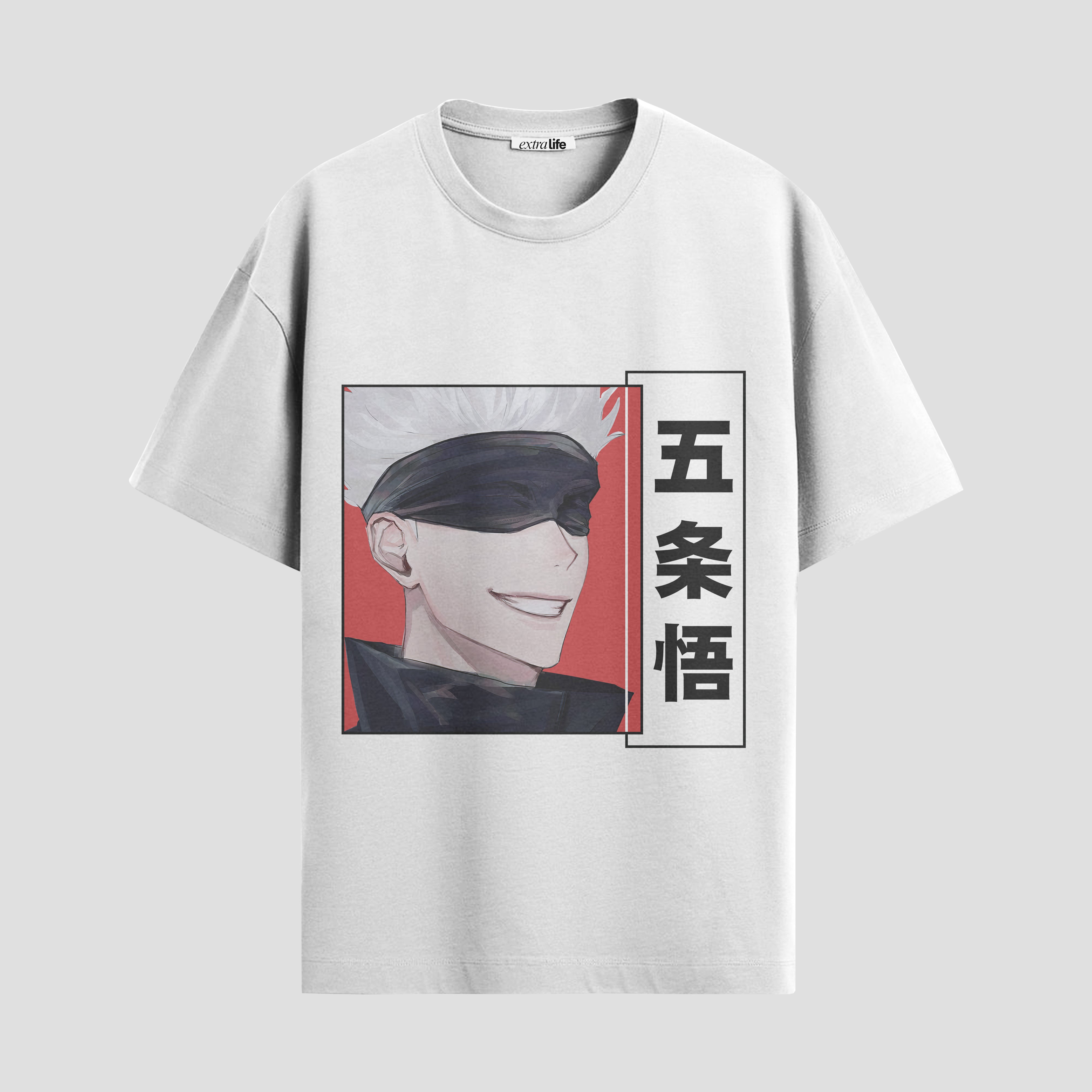 Playera urbana de anime y gaming ExtraLife MX, corte Standard Fit unisex ligero y transpirable en color Deep Black y Pure White, ropa de uso diario para gym y casual.