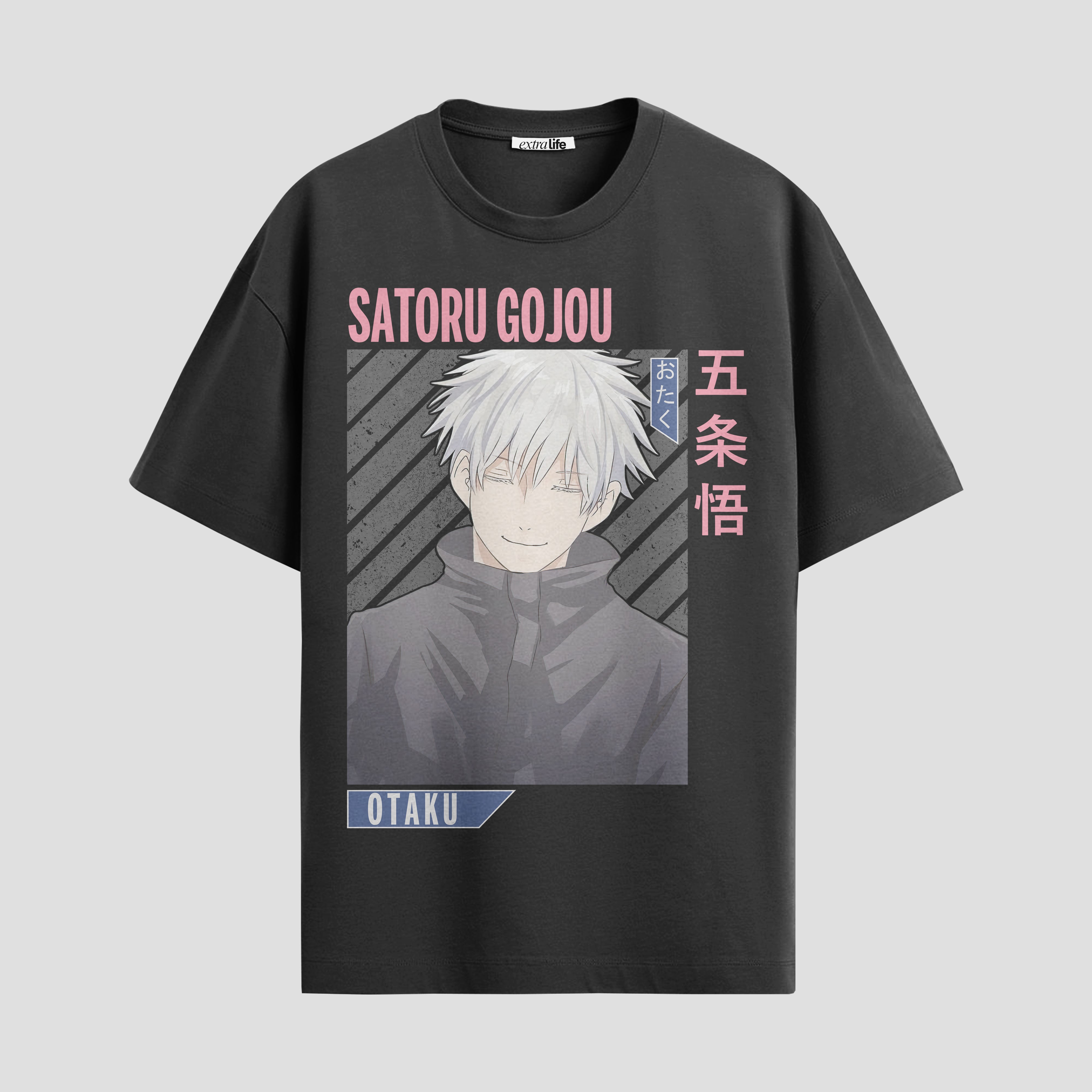 Playera urbana de anime y gaming ExtraLife MX, corte Standard Fit unisex ligero y transpirable en color Deep Black y Pure White, ropa de uso diario para gym y casual.