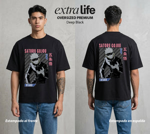 El Arte de las Maldiciones | El Infinito del Bien #03907 - Playera Oversized Premium | Deep Black - Foto en modelo