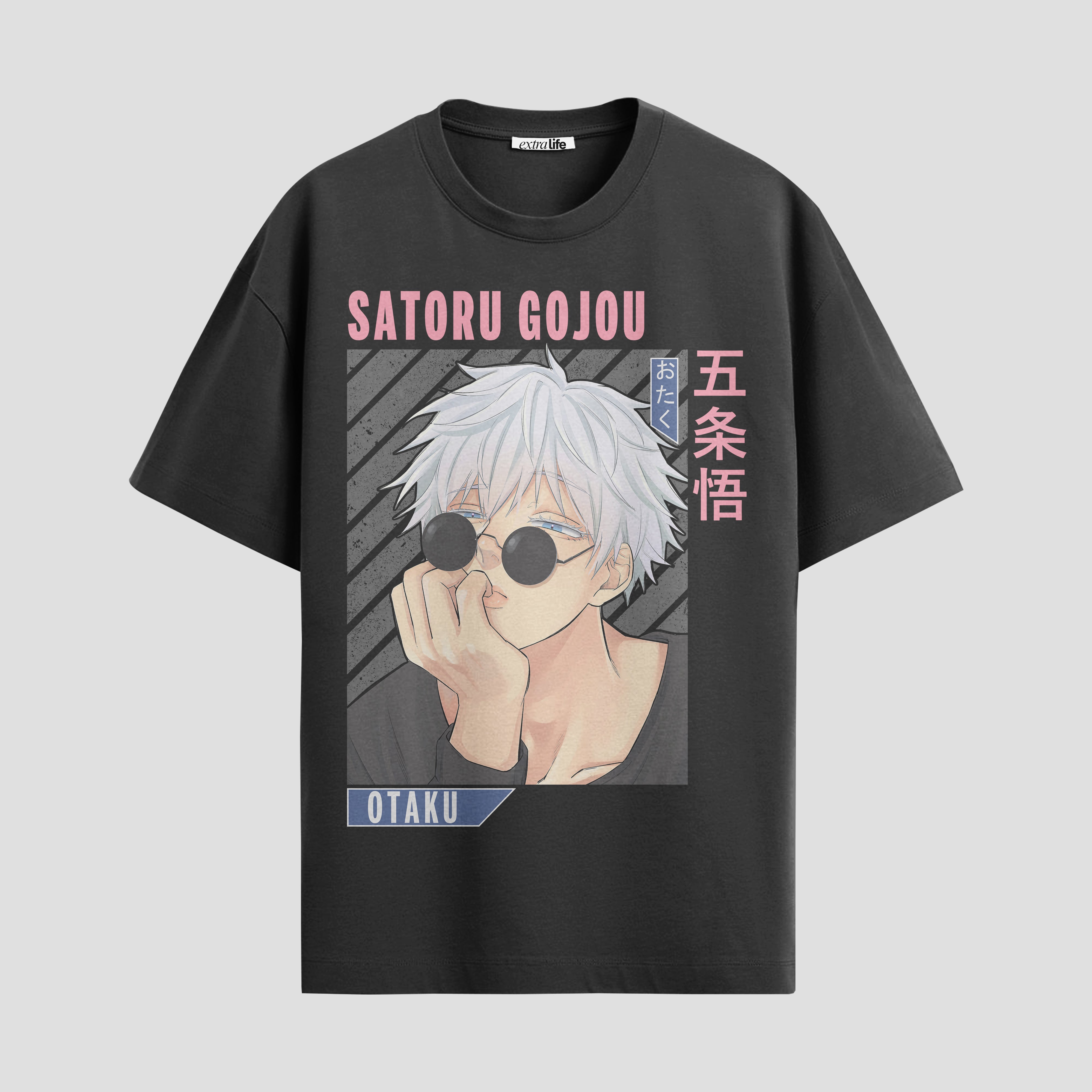Playera urbana de anime y gaming ExtraLife MX, corte Standard Fit unisex ligero y transpirable en color Deep Black y Pure White, ropa de uso diario para gym y casual.