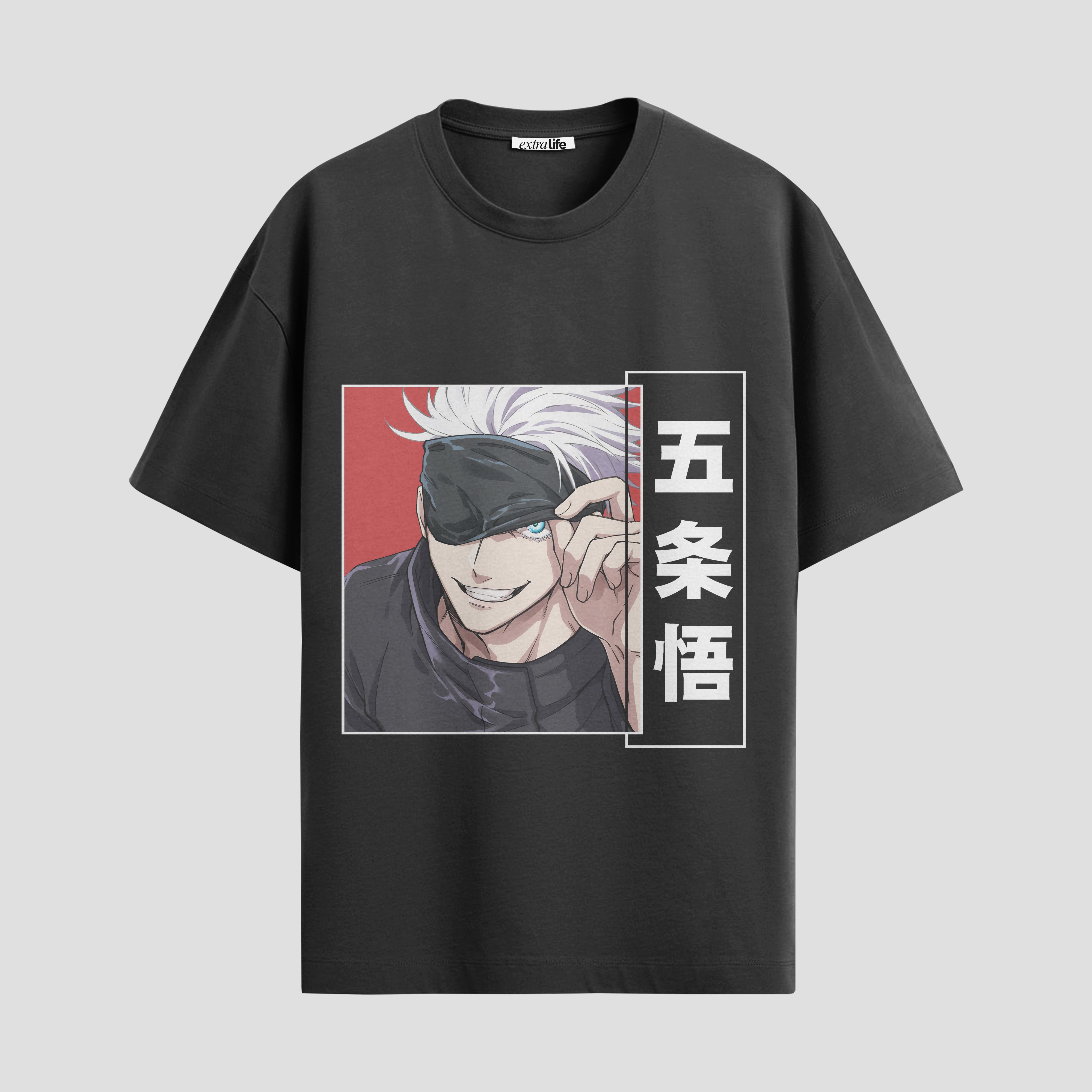 Playera urbana de anime y gaming ExtraLife MX, corte Standard Fit unisex ligero y transpirable en color Deep Black y Pure White, ropa de uso diario para gym y casual.