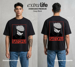 El Arte de las Maldiciones | El Infinito del Bien #03911 - Playera Oversized Premium | Deep Black - Foto en modelo