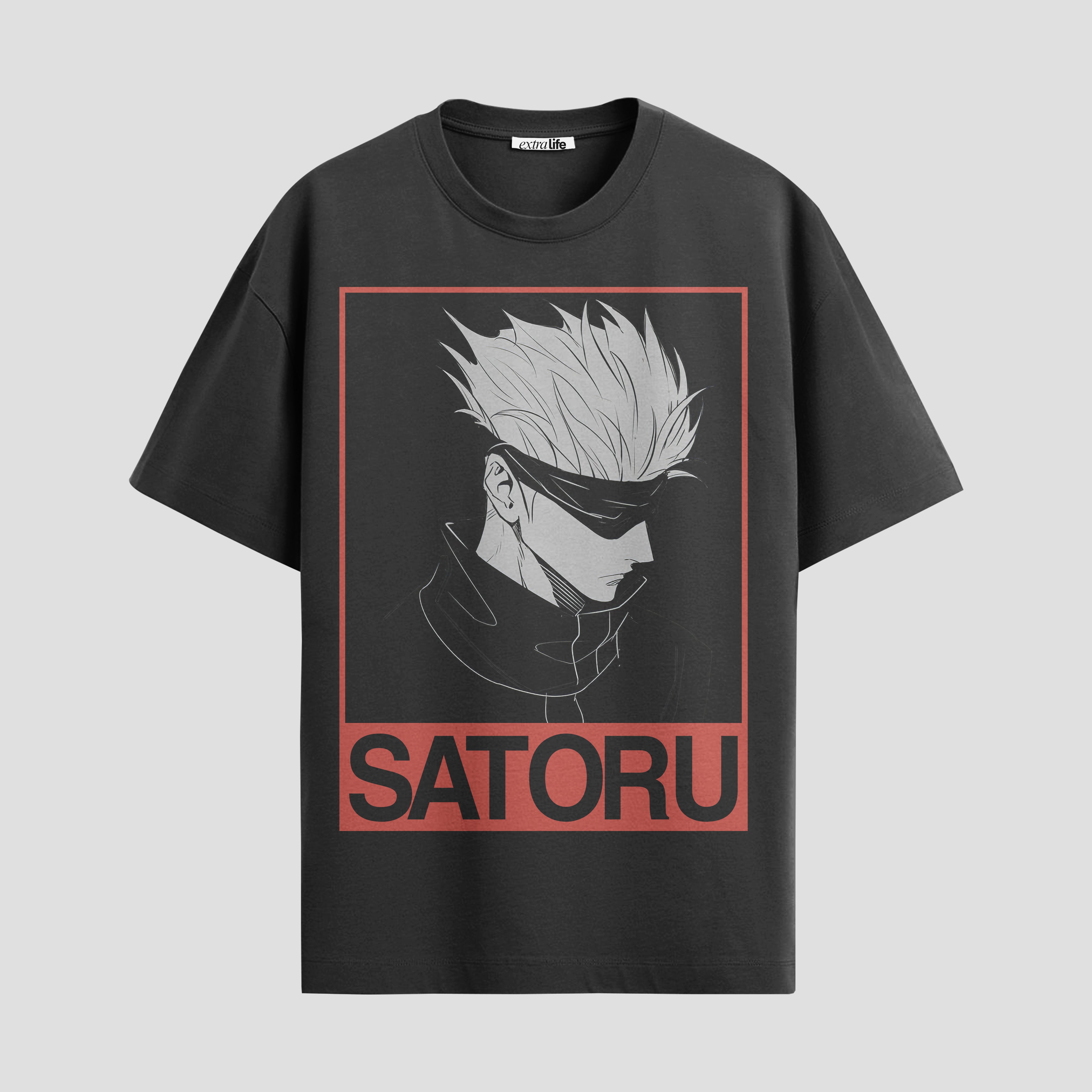 Playera urbana de anime y gaming ExtraLife MX, corte Standard Fit unisex ligero y transpirable en color Deep Black y Pure White, ropa de uso diario para gym y casual.