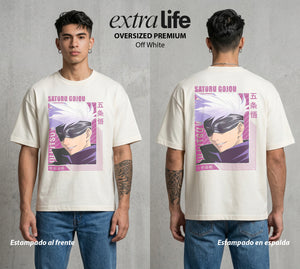 El Arte de las Maldiciones | El Infinito del Bien #03915 - Playera Oversized Premium | Off White - Foto en modelo