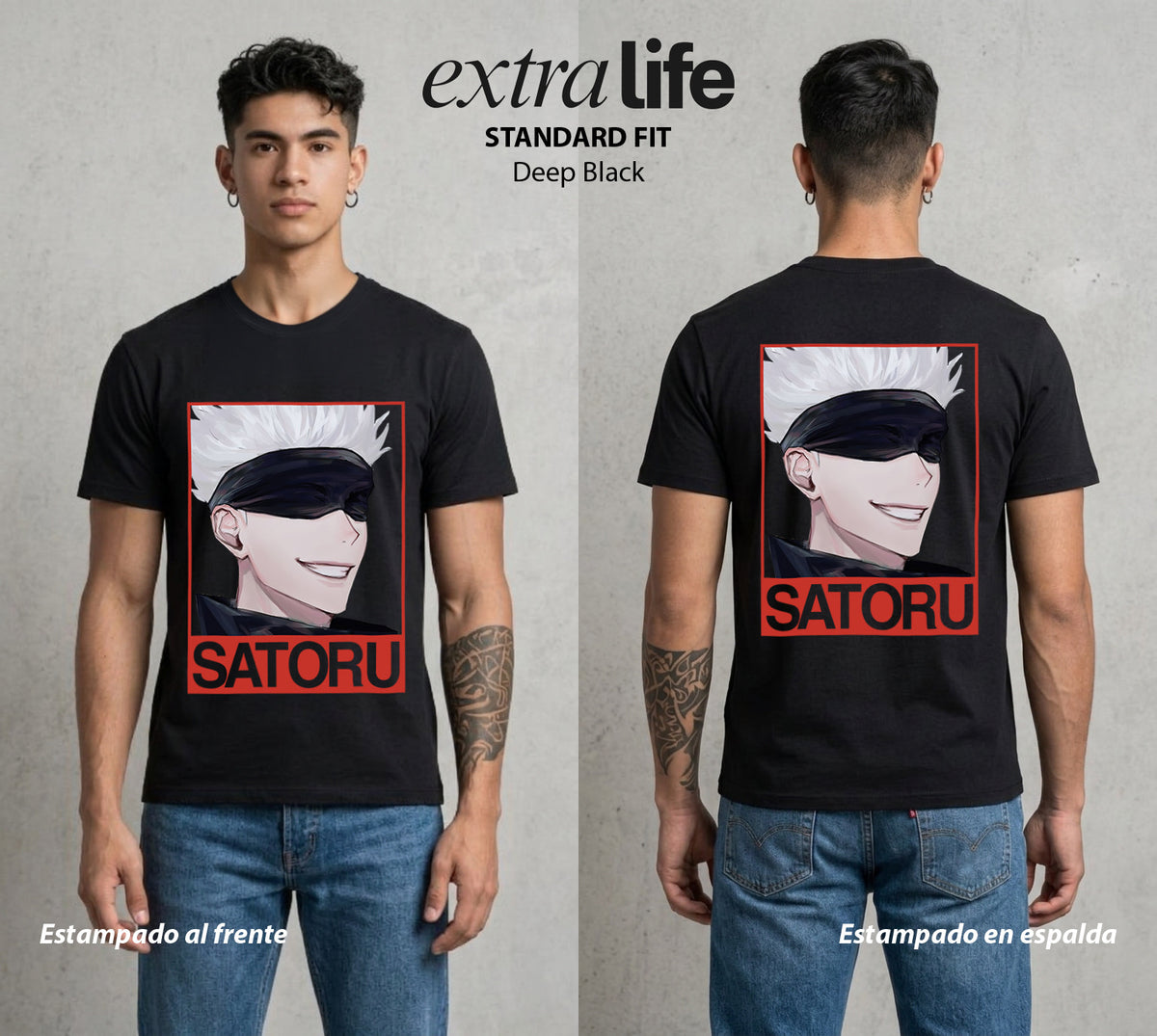 El Arte de las Maldiciones | Los Seis Ojos del Maestro #03918 - Playera Classic Premium | Deep Black - Foto en modelo