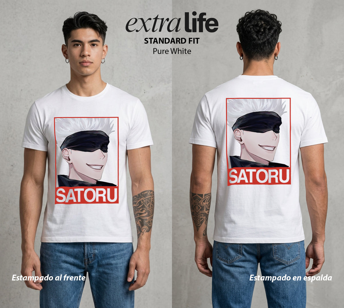 El Arte de las Maldiciones | Los Seis Ojos del Maestro #03918 - Playera Classic Premium | Pure White - Foto en modelo