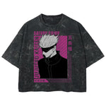 Playera streetwear premium de anime y gaming ExtraLife MX, corte boxy deluxe mineral wash heavyweight en color Acid Wash, moda urbana mexicana de culto.