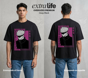 El Arte de las Maldiciones | El Infinito del Bien #03919 - Playera Oversized Premium | Deep Black - Foto en modelo