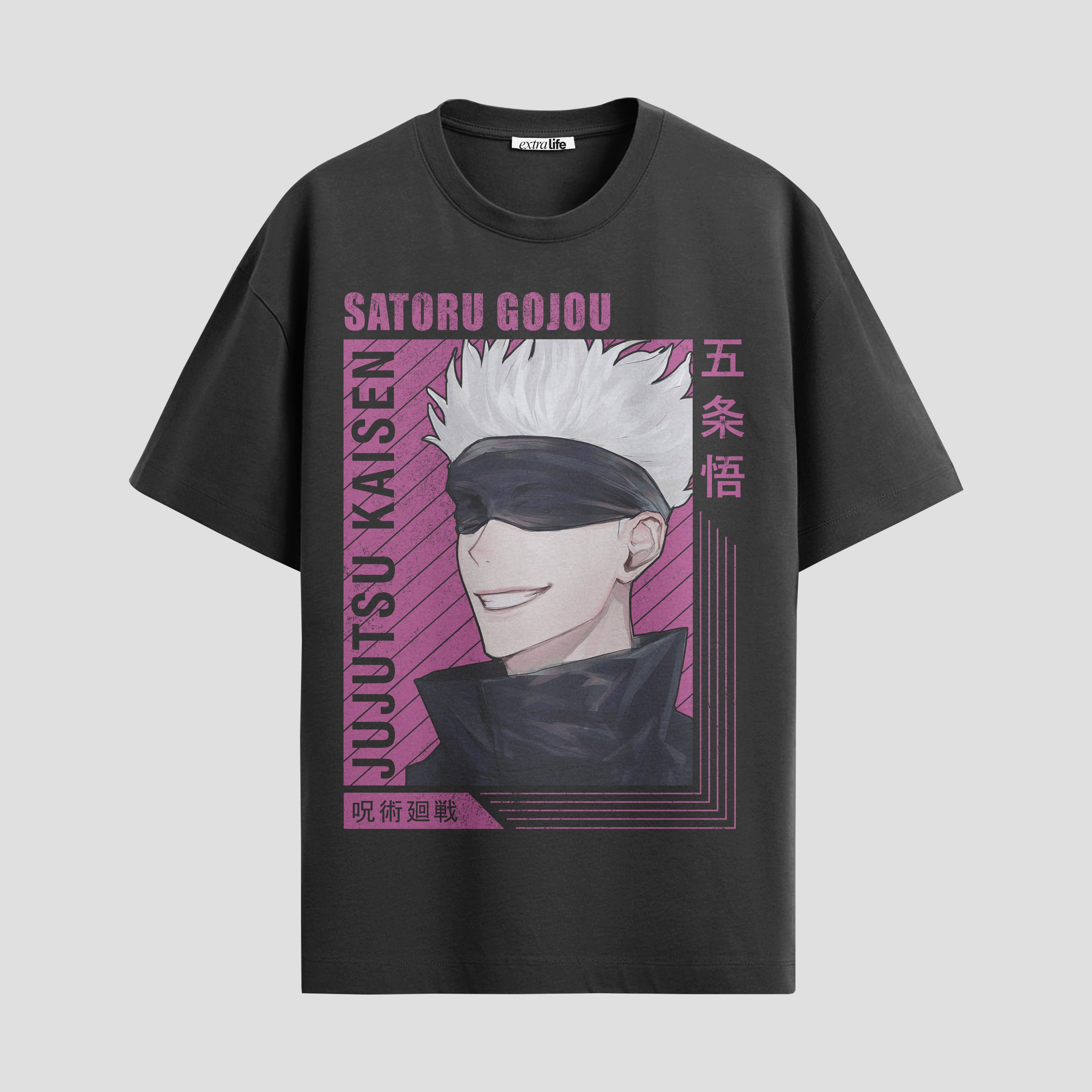 Playera urbana de anime y gaming ExtraLife MX, corte Standard Fit unisex ligero y transpirable en color Deep Black y Pure White, ropa de uso diario para gym y casual.