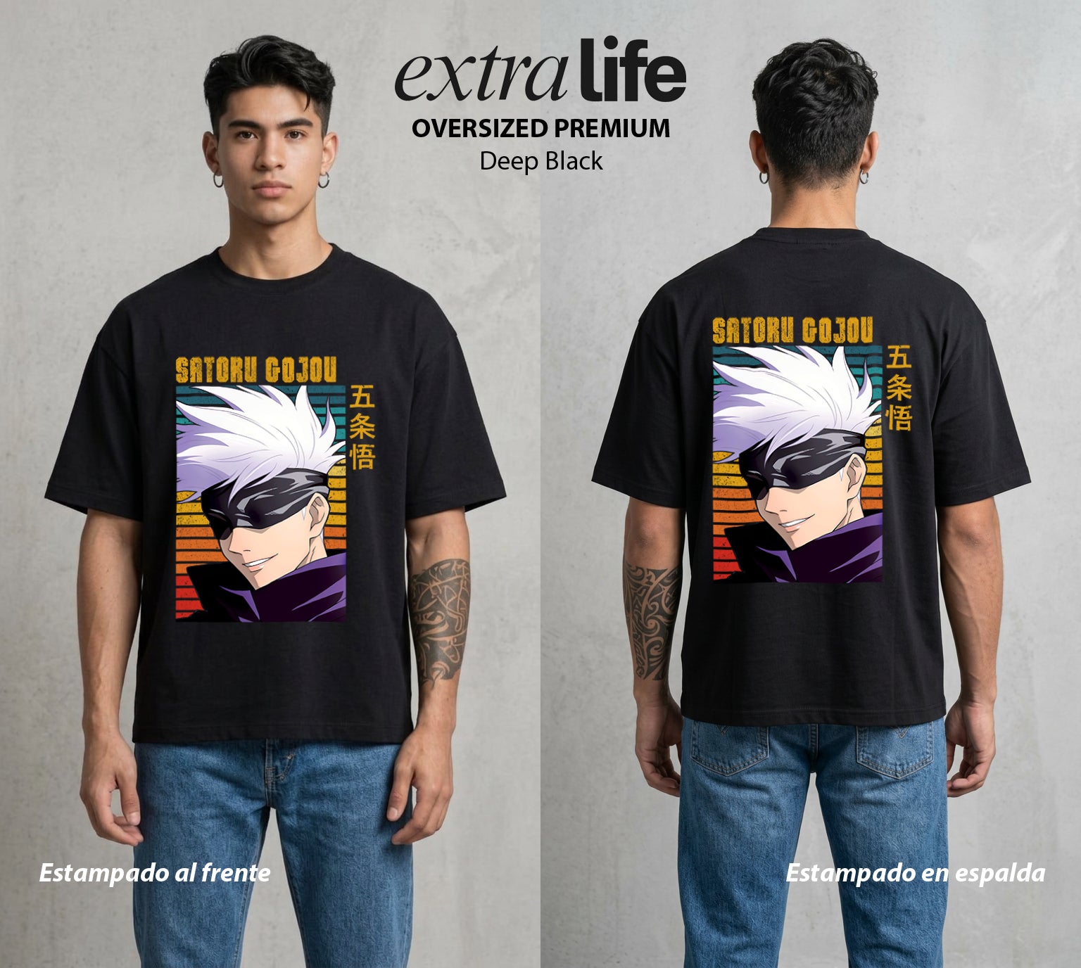 El Arte de las Maldiciones | El Infinito del Bien #03921 - Playera Oversized Premium | Deep Black - Foto en modelo