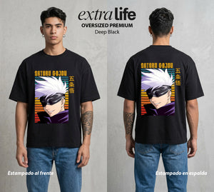 El Arte de las Maldiciones | El Infinito del Bien #03921 - Playera Oversized Premium | Deep Black - Foto en modelo