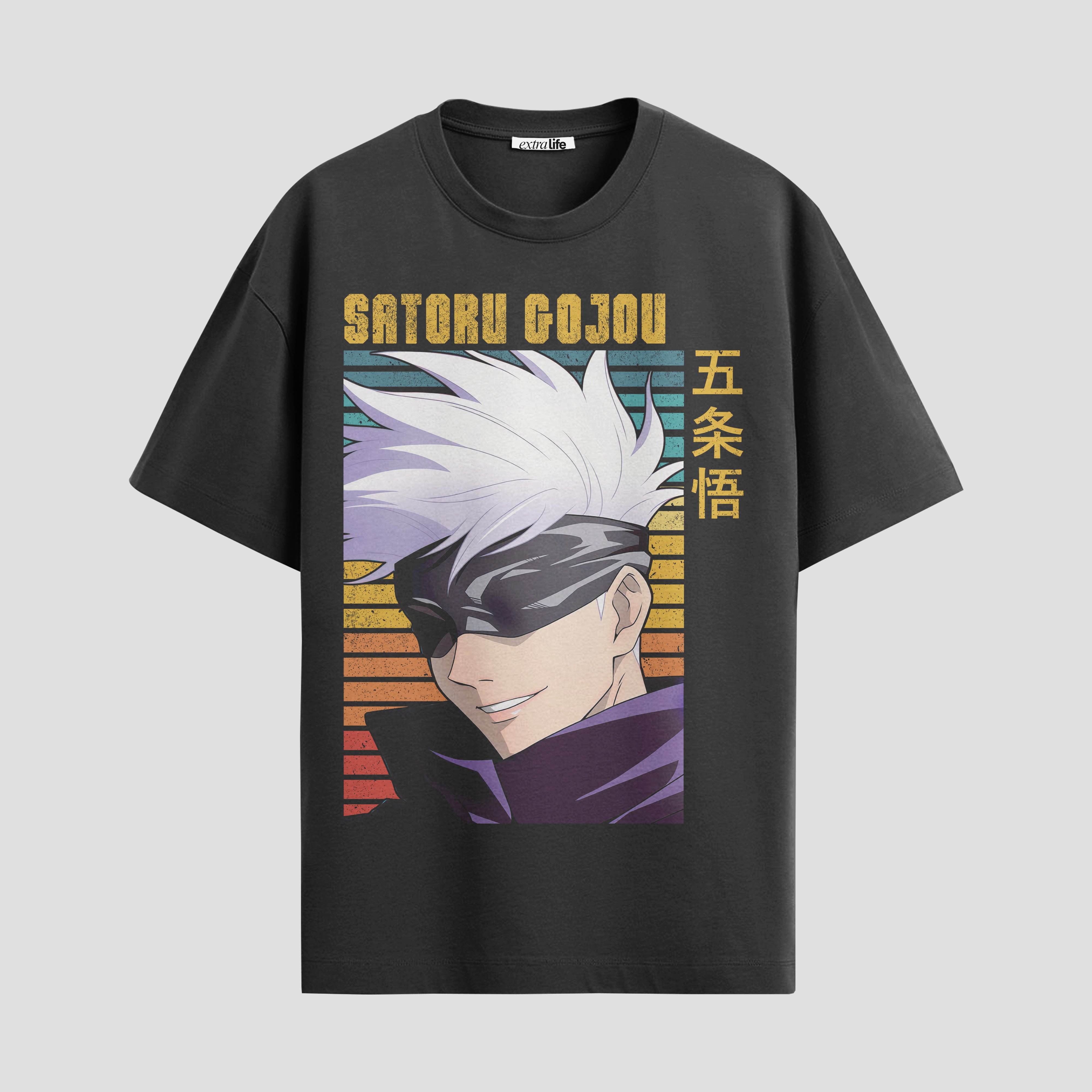 Playera urbana de anime y gaming ExtraLife MX, corte Standard Fit unisex ligero y transpirable en color Deep Black y Pure White, ropa de uso diario para gym y casual.